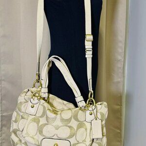 COACH Kristin Lurex Champagne Woven Hobo Shoulder Bag Purse 16806